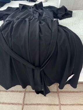 ASOS Black Midi Dress with Waist Tie